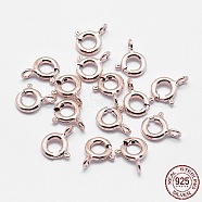 925 Sterling Silver Spring Ring Clasps, Ring, with 925 Stamp, Rose Gold, 9x7x1.5mm, Hole: 1.5mm(STER-K167-076B-RG)