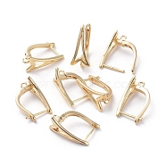 Brass Hoop Earring Findings with Latch Back Closure, with Horizontal Loop, Long-Lasting Plated, Real 18K Gold Plated, 17.5x12x8.5mm, Hole: 1.5mm, Pin: 0.9mm(KK-L180-115G)