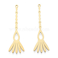 201 Stainless Steel Pendants, Broom Charm, Real 18K Gold Plated, 49x14.5x1mm, Hole: 1.5mm(STAS-N090-LA964-2)