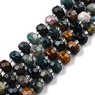 Natural Ocean Jasper Beads Strands, with Seed Beads, Faceted, Rondelle, 8x6mm, Hole: 1mm, about 20~22pcs/strand, 7.09 inch(18cm)(G-N327-08V)