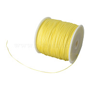 Braided Nylon Thread, Chinese Knotting Cord Beading Cord for Beading Jewelry Making, Champagne Yellow, 0.8mm, about 100yards/roll(NWIR-R006-0.8mm-540)