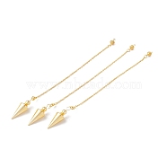 Rack Plating Brass Cable Chain Cone Dowsing Pendulums, with Alloy Lobster Claw Clasps and Iron Round Beads, Cadmium Free & Lead Free, Golden, 245mm, Hole: 2mm(HJEW-G016-01G)