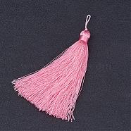 Nylon Tassel Big Pendants, Pearl Pink, 105x11mm(AJEW-P044-19)