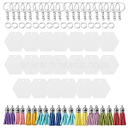 DIY Tassel Keychain Making Kit, Including Iron Jump Rings & Split Key Rings, Hexagon Acrylic Blank Big Pendants, Faux Suede Tassel Pendant Decorations, Mixed Color, Key Rings: 55x27.5x2mm, 20pcs/box(DIY-SZ0001-43)