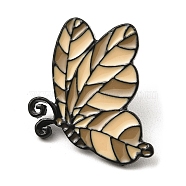 Black Alloy Brooches, Leaf Pattern Butterfly Enamel Pins for Women, Navajo White, 28x21.5x2mm(JEWB-Z015-01I-EB)