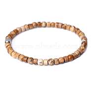 Natural Picture Jasper Beads Stretch Bracelets for Women Men, 6-7/8 inch(17.6cm)(PW-WG6A9BA-09)