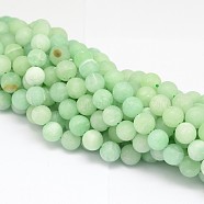 Synthetic Myanmar Jade(Glass) Bead Strands, Frosted, 6mm, Hole: 1mm, about 73pcs/strand, 15.74 inch(G-L448-14-6mm-1)