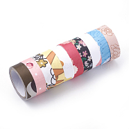 Self Adhesive Single Face Pattern Printed Nylon Ribbons, Mixed Color, 5/8 inch(15mm), about 2m/roll, 10rolls/group(OCOR-T010-03)