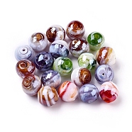 Handmade Lampwork Beads, Pearlized, Round, Mixed Color, 12mm, Hole: 2mm(X-LAMP-S005)