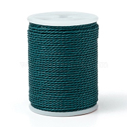 Round Waxed Polyester Cord, Taiwan Waxed Cord, Twisted Cord, Teal, 1mm, about 12.02 yards(11m)/roll(YC-G006-01-1.0mm-35)