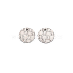 Non-Tarnish 304 Stainless Steel Charms, Flat Round, Stainless Steel Color, 9x1mm, Hole: 1mm(STAS-N097-135P)