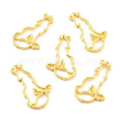 Alloy Open Back Bezel Pendants, for DIY UV Resin, Epoxy Resin, Pressed Flower Jewelry, Cadmium Free & Lead Free, Wolf, Golden, 42x25.5x2.5mm, Hole: 2mm(FIND-B005-11G)