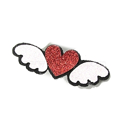 Heart Wing Sew on Fluffy Ornament Accessories, DIY Sewing Craft Decoration, Red, 55x20mm(PW-WG46272-03)