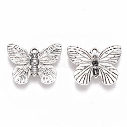 Tibetan Style Alloy Charms, Butterfly, Cadmium Free & Lead Free, Antique Silver, 14.5x18x2mm, Hole: 1.4mm(X-TIBEP-S319-069AS-RS)