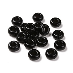 Natural Obsidian European Beads, Large Hole Beads, Rondelle, 14x7~8mm, Hole: 6mm(G-G740-14x8mm-34)