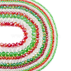 Pandahall 12 Strand 12 Styles Transparent Electroplate Glass Beads Strands, AB Color Plated, Faceted, Rondelle, Mixed Color, 3~8x2~6mm, Hole: 0.4~1mm, about 72~199pcs/strand, 15~16.1 inch(38~41cm), 1 Strand/style(EGLA-TA0001-20)