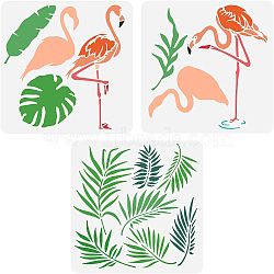 Plastic Drawing Painting Stencils Templates, Square, Flamingo Pattern, 300x300mm, 3pcs/set(DIY-WH0172-610)