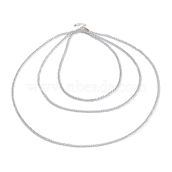 Aluminium Twisted Chain 3 Layer Necklaces, with Brass Lobster Claw Clasps, Silver Color Plated, 15.3 inch(39cm)(NJEW-JN03269)