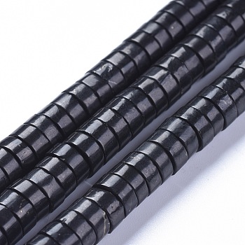 Natural Shungite Beads Strands, Disc/Flat Round, 10x4mm, Hole: 0.9mm, about 98pcs/strand, 15.55 inch(39.5cm)