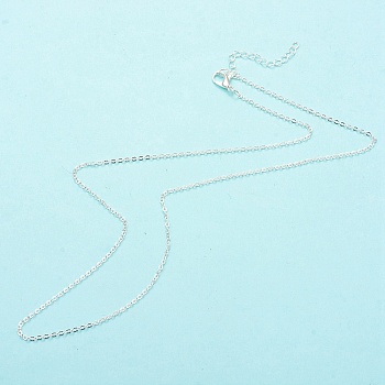 Iron Cable Chain Necklace Making, with Chain Extender & Lobster Claw Clasp, Silver, 20-1/2 inch(52cm), 0.15cm