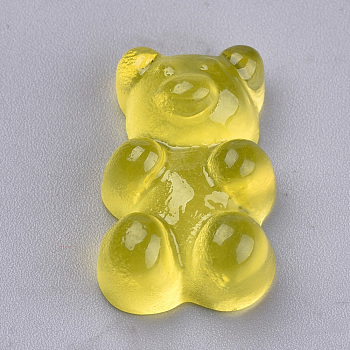 Resin Cabochons, Bear, Yellow, 17x12x7mm