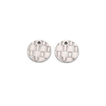 304 Stainless Steel Charms, Flat Round, Stainless Steel Color, 9x1mm, Hole: 1mm