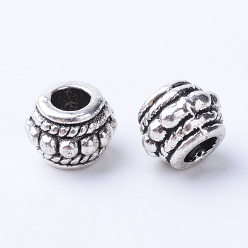 Tibetan Style Alloy Beads, Rondelle, Cadmium Free & Lead Free, Antique Silver, 8x6.5mm, Hole: 3~3.5mm, about 950pcs/1000g