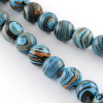 Dyed Synthetical Gemstone Round Bead Strands, Deep Sky Blue, 6mm, Hole: 1mm, about 66pcs/strand, 15.35 inch