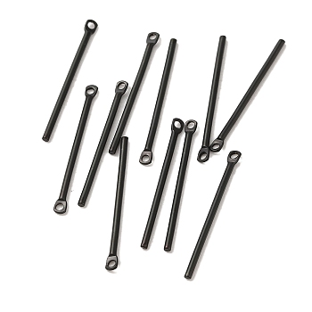 304 Stainless Steel Pendants, Bar Charm, Black, 25x2x1.2mm, Hole: 1mm