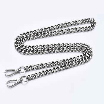 Bag Chains Straps, Iron Curb Link Chains, with Alloy Swivel Clasps, for Bag Replacement Accessories, Platinum, 1160x10mm
