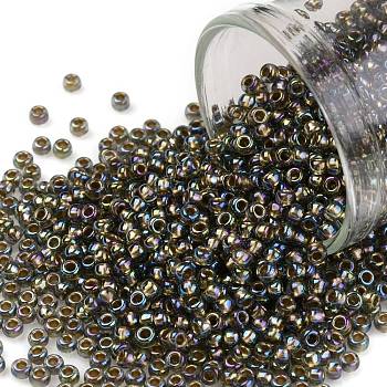 TOHO Round Seed Beads, Japanese Seed Beads, (999) Gilt Lined AB Black Diamond, 11/0, 2.2mm, Hole: 0.8mm, about 1110pcs/bottle, 10g/bottle