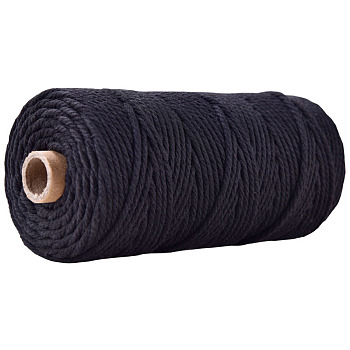 100M Cotton String Threads for Crafts Knitting Making, Black, 3mm, about 109.36 Yards(100m)/Roll