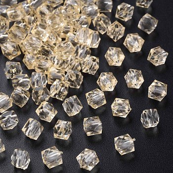 Transparent Acrylic Beads, Faceted, Square, Wheat, 5.5x5.5x5.5mm, Hole: 1.8mm, about 4485pcs/500g