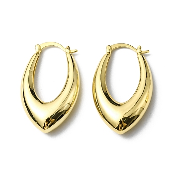 Rack Plating Brass Teardrop Stud Earrings, Lead Free & Cadmium Free, Real 18K Gold Plated, 39x22.5x8mm, Pin: 1~2x0.5mm