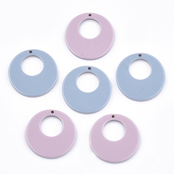 Resin Pendants, Flat Round, Violet, 30x3mm, Hole: 1.5mm