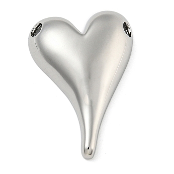 Brass Pendants, Heart, Real Platinum Plated, 37x25.5x7.5mm, Hole: 3.5mm