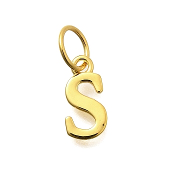 925 Sterling Silver Pendants, Real 18K Gold Plated, Letter, Letter S, 10.5x5x1mm, Hole: 4mm