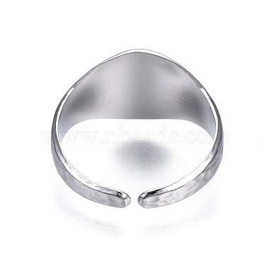 304 Stainless Steel Oval Open Cuff Ring(RJEW-T023-54P)-2