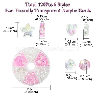 120Pcs 6 Styles Eco-Friendly Transparent Acrylic Beads(TACR-YW0001-89)-3