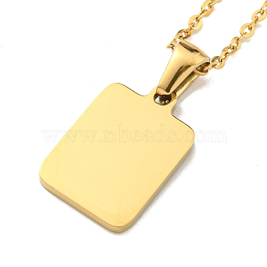 Ion Plating(IP) Rectangle with Initial Letter 304 Stainless Steel Pendant Necklace(NJEW-R265-04G-J)-2