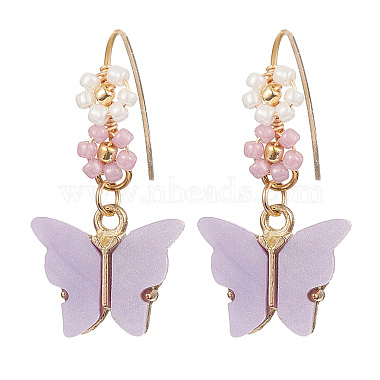 3 paires 3 couleurs boucles d'oreilles papillon en alliage acrylique(EJEW-MZ00118)-3