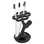 Flower Porcelain Toothbrush Holder, Black, 80x87x131mm(AJEW-WH0077-243A)
