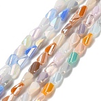 Electroplate Glass Beads Strands, Faceted, Twist Rectangle, Mixed Color, 7x4.5x3.5mm, Hole: 1mm, about 28pcs/strand, 7.80''(19.8cm)(EGLA-P065-01A)
