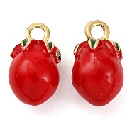 Alloy Enamel Pendants, Fruits Charms, Mangosteen, 15x8x8.5mm, Hole: 2mm(PALLOY-S032-01A-023)