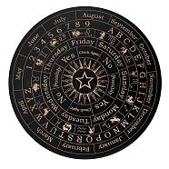 Wood Pendulum Board, Dowsing Divination Board, for Witchcraft Wiccan Altar Supplies, Flat Round, Constellation, 150x3mm(PW-WG13947-03)