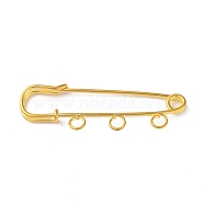 Iron Brooch Findings, 3-Holes Kilt Pins for Lapel Pins Makings, Golden, 50x17x5mm, Hole: 3.5mm(FIND-D036-03G)