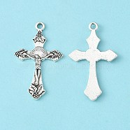 Tibetan Style Pendants, For Easter, Cadmium Free & Nickel Free & Lead Free, Crucifix Cross Pendant, Antique Silver, 33.5x20.5x2.5mm, Hole: 2mm(LF11118Y-NF)