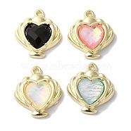 Rack Plating Alloy Pendants, Resin Heart Charms, Cadmium Free & Nickel Free & Lead Free, Golden, 21x19x6mm, Hole: 1.5mm(FIND-I039-038G)