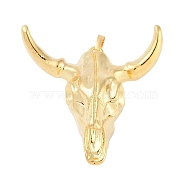 Resin Big Pendants, Cattle Head Shaped Charms with Brass Snap on Bails, Golden, 51x47x16mm, Hole: 6.5x4mm(RESI-E008-04G)