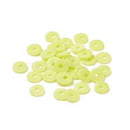 Eco-Friendly Handmade Polymer Clay Beads, for DIY Jewelry Crafts Supplies, Disc/Flat Round, Heishi Beads, Green Yellow, 8x1mm, Hole: 2mm, about 7500pcs/500g(CLAY-XCP0001-21B-03)